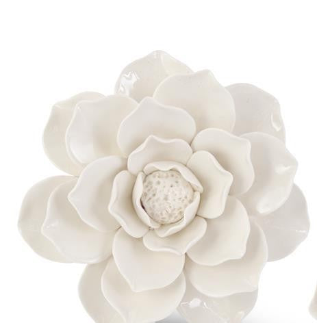 K&K Handcrafted Glossy White Wall Hanging Ceramic Flower