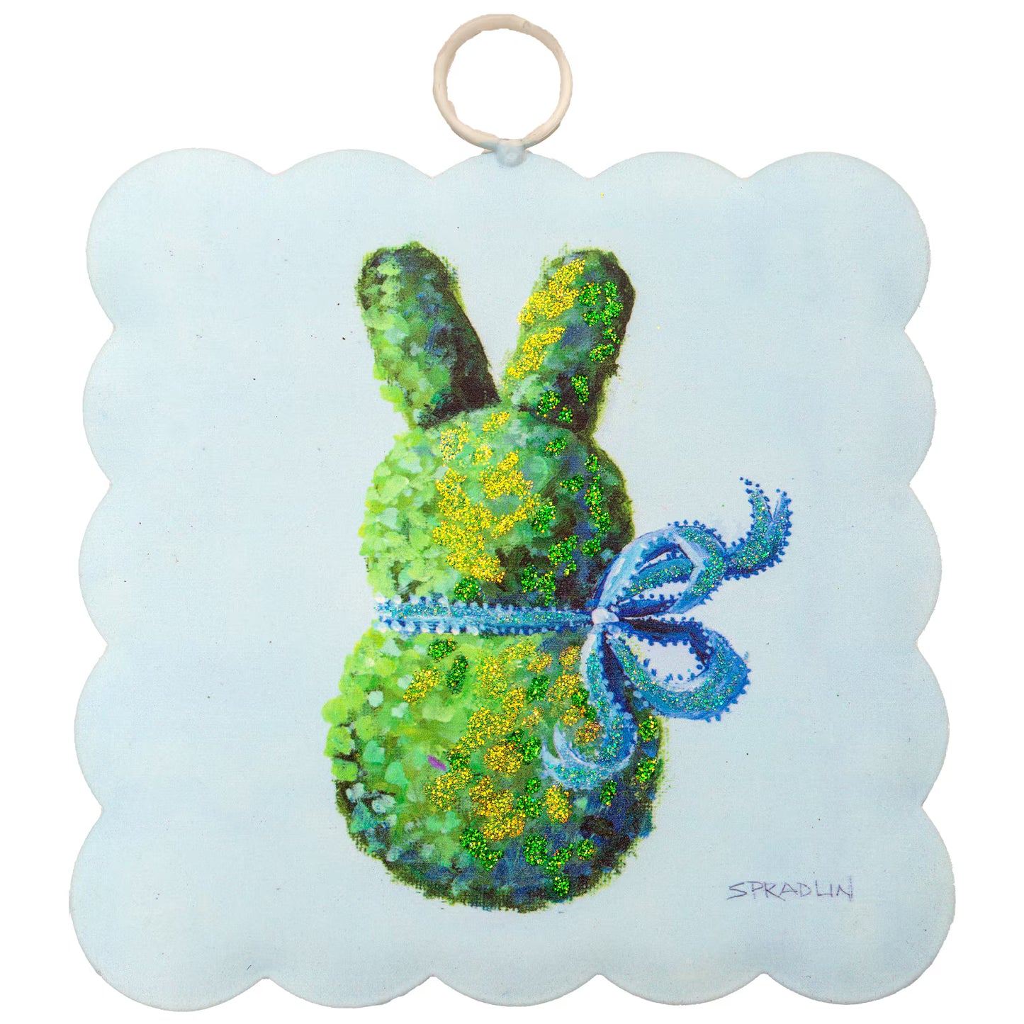 Round Top Mini Gallery Scallop Blue Boxwood Bunny