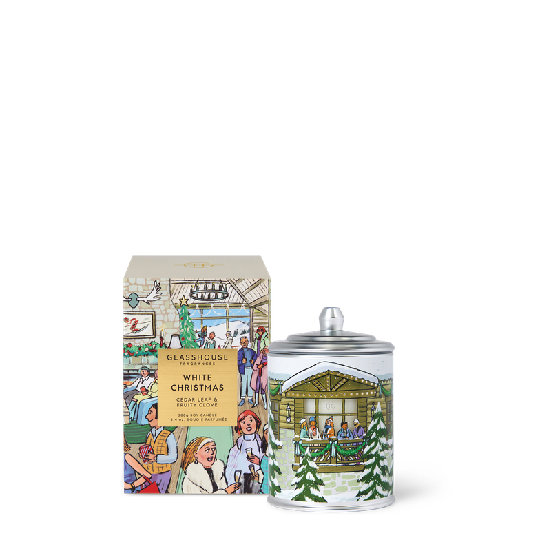 Glasshouse Christmas White Christmas Candle, 13.4oz