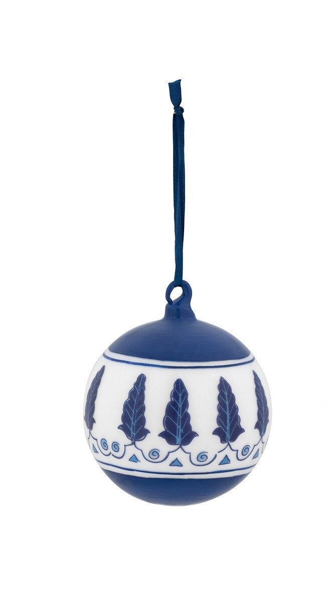 Park Hill Chinoiserie Peony/Feathers Glass Ball Ornament