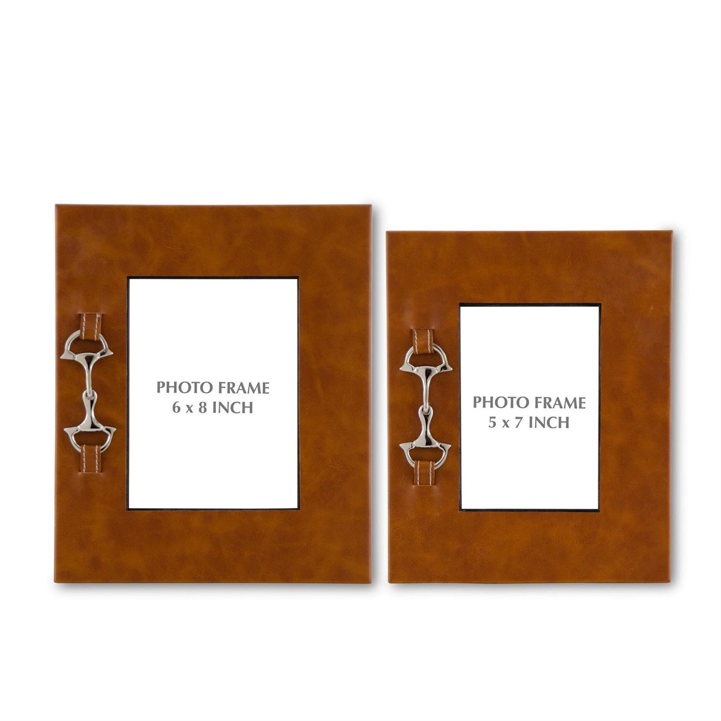 K&K Tan Leather Photo Frames with Silver Horse Bit