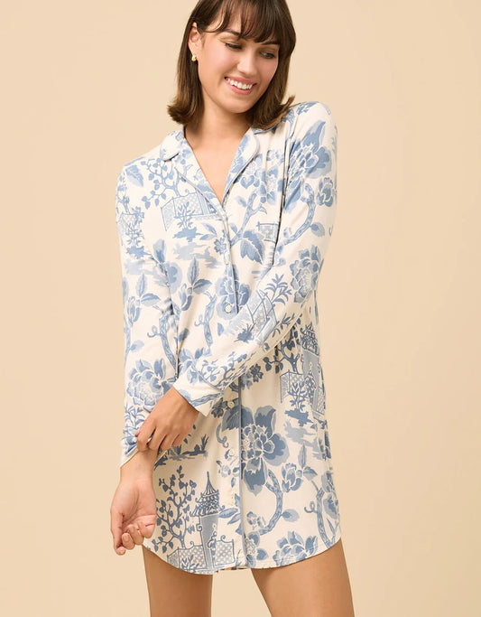 Spartina Pajama Sleep Shirt Garden Toile