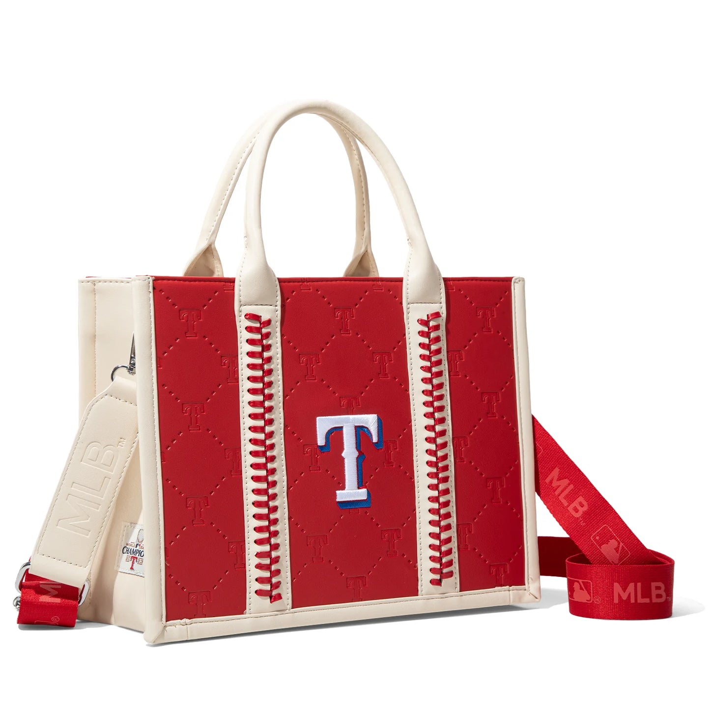 MLB Texas Rangers Women's Tote Bag with Embossing & Baseball Stitch Detailing