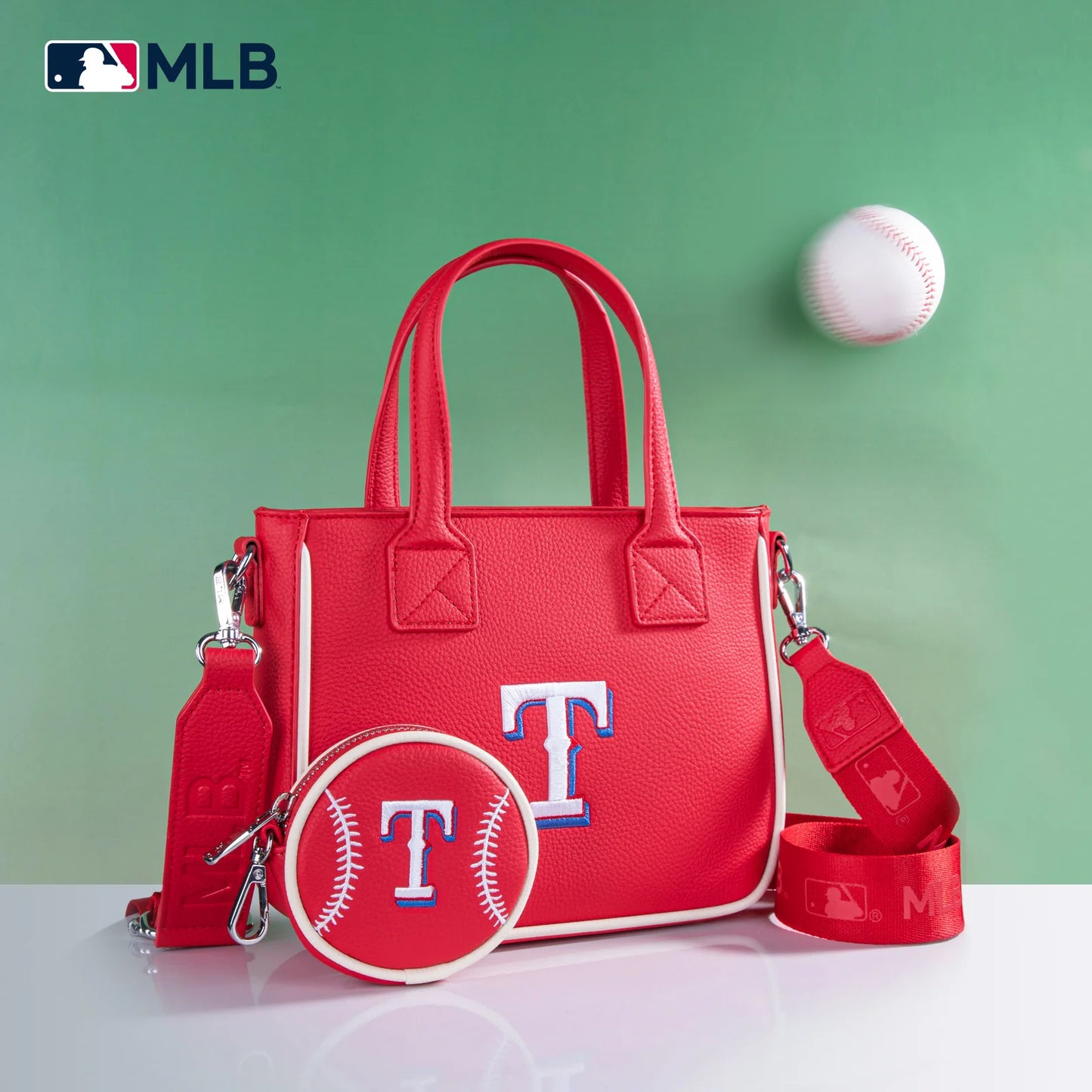MLB Texas Rangers Women's Tote Bag with Baseball Coin Pouch