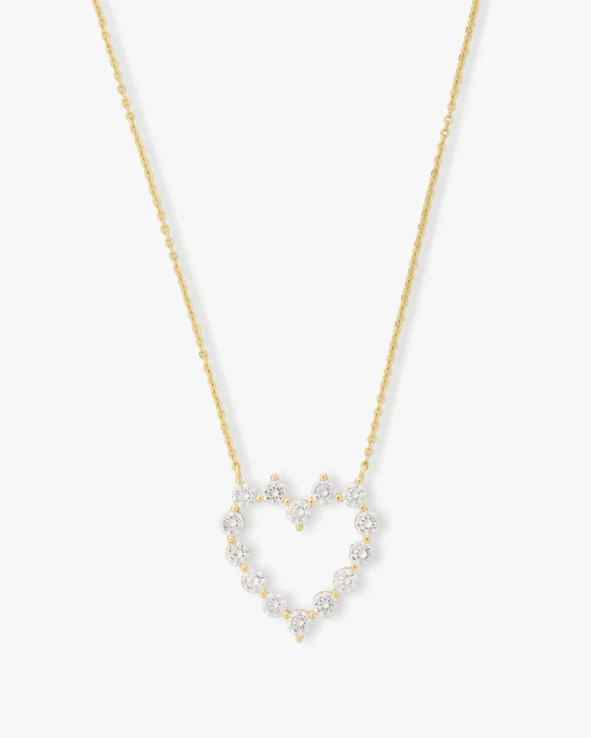 Melinda Maria She's an Icon Small Heart Necklace, Gold/White
