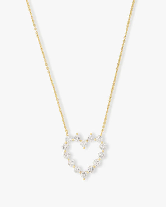 Melinda Maria She's an Icon Small Heart Necklace, Gold/White
