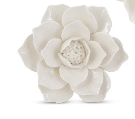 K&K Handcrafted Glossy White Wall Hanging Ceramic Flower