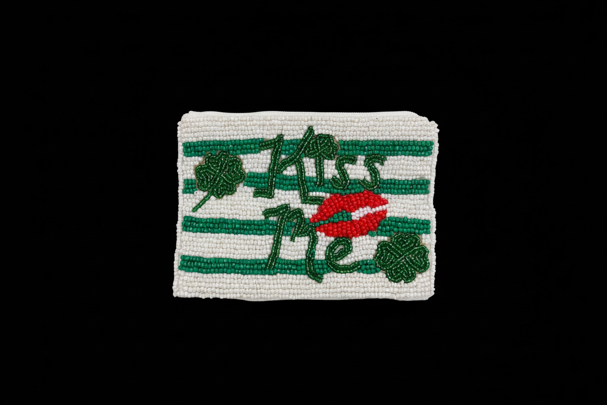 St. Patty's Day Zipper Coin Purse on black background