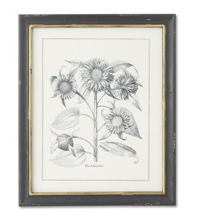 K&K Interiors Black & Gold Framed Sunflower & Artichoke Prints