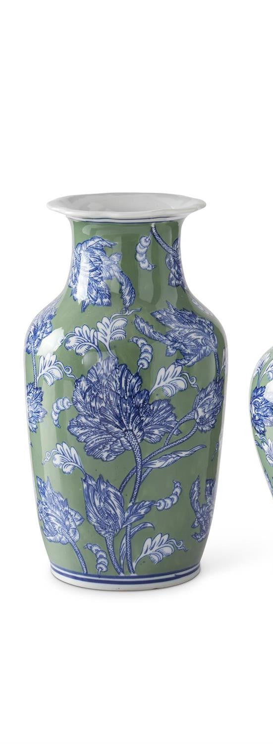 K&K Blue, Green & White Floral Ceramic Vases