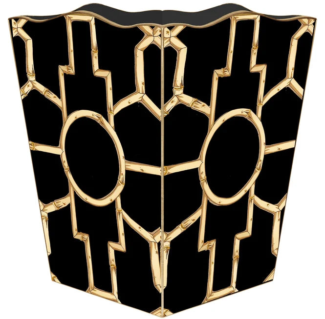 Marye-Kelley Bamboo on Black Wastepaper Basket