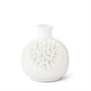 KK White Ceramic Handcrafter Rose Heart Vases (8")
