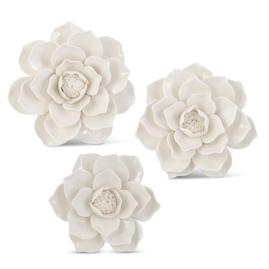 K&K Handcrafted Glossy White Wall Hanging Ceramic Flower