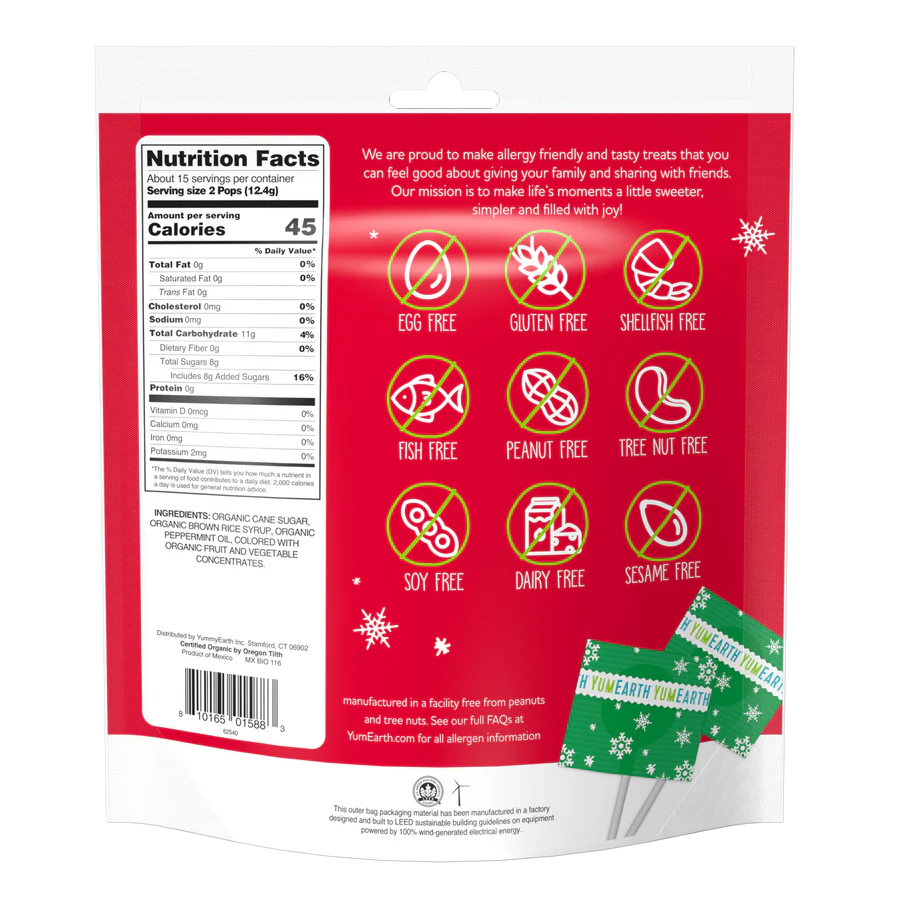 YUMEARTH Holiday Organic Candy Cane Pops (30 ct.)