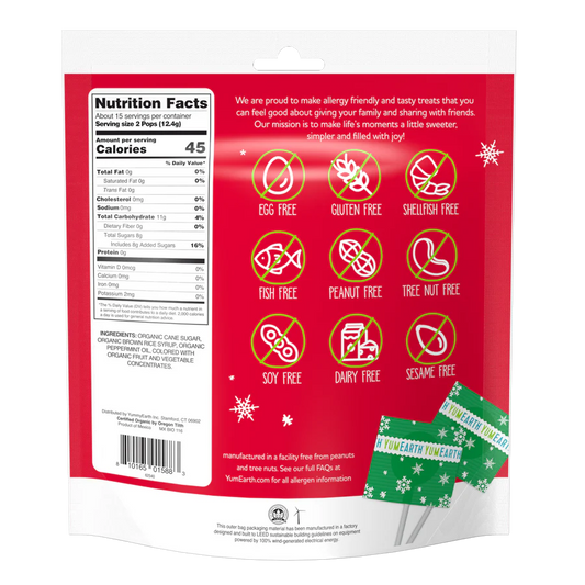 YUMEARTH Holiday Organic Candy Cane Pops (30 ct.)